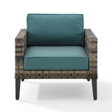 Crosley Furniture - Prescott Outdoor Wicker Armchair Mineral Blue/Brown