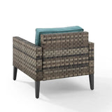 Crosley Furniture - Prescott Outdoor Wicker Armchair Mineral Blue/Brown