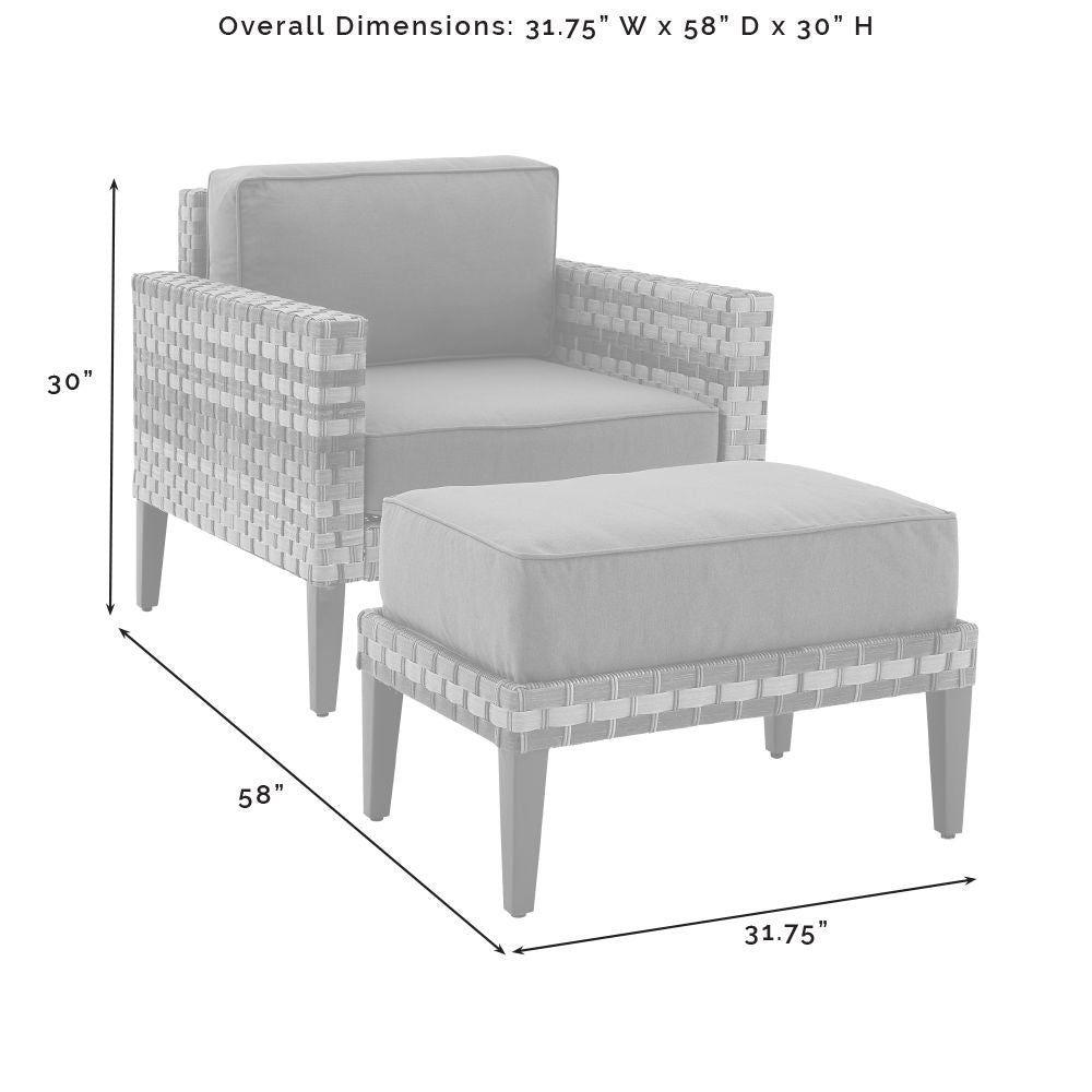Crosley Furniture - Prescott 2Pc Outdoor Wicker Armchair Set Taupe/Brown - Armchair & Ottoman