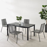Crosley Furniture - Fenton 5 Pc Outdoor Wicker/ Metal Dining Set Gray/Matte Black - Table & 4 Chairs