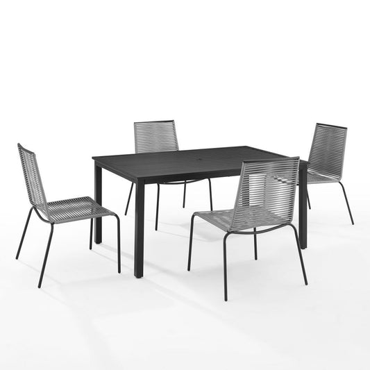 Crosley Furniture - Fenton 5Pc Outdoor Wicker/ Metal Dining Set Gray/Matte Black - Table & 4 Chairs