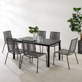 Crosley Furniture - Fenton 7Pc Outdoor Wicker/ Metal Dining Set Gray/Matte Black - Table & 6 Chairs