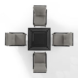 Crosley Furniture - Dahlia 5Pc Outdoor Metal Conversation Set W/ Fire Table Taupe/Matte Black - Dante Fire Table & 4 Armchairs