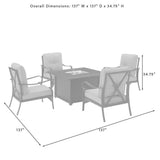 Crosley Furniture - Dahlia 5Pc Outdoor Metal Conversation Set W/ Fire Table Taupe/Matte Black - Dante Fire Table & 4 Armchairs