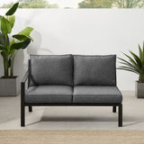 Crosley Furniture - Clark Outdoor Metal Sectional Left Side Loveseat Charcoal/Matte Black