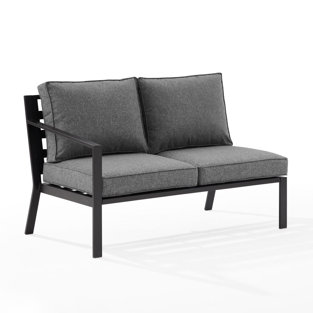 Crosley Furniture - Clark Outdoor Metal Sectional Left Side Loveseat Charcoal/Matte Black