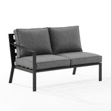 Crosley Furniture - Clark Outdoor Metal Sectional Left Side Loveseat Charcoal/Matte Black