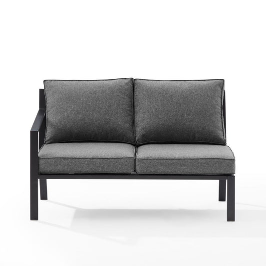 Crosley Furniture - Clark Outdoor Metal Sectional Left Side Loveseat Charcoal/Matte Black