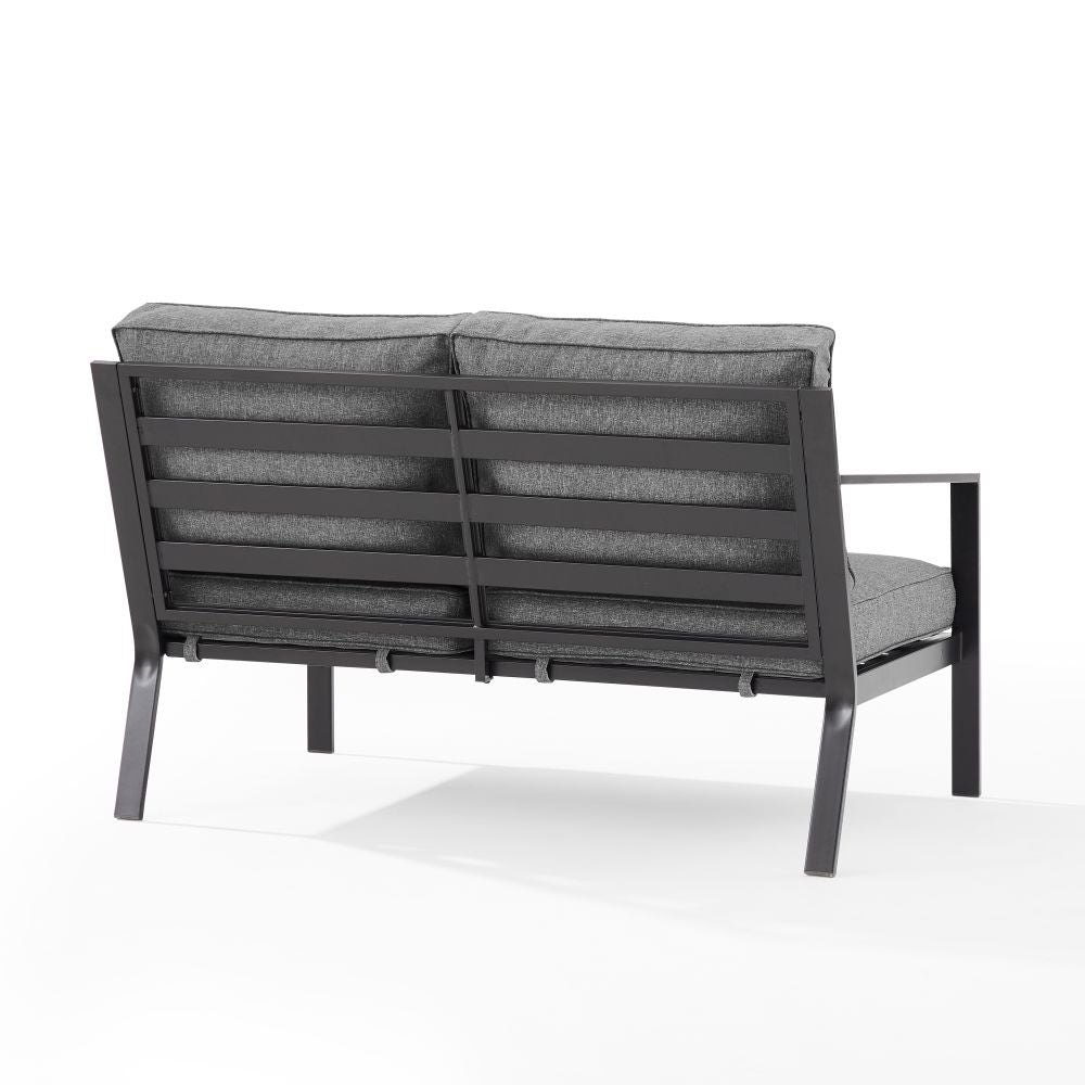 Crosley Furniture - Clark Outdoor Metal Sectional Left Side Loveseat Charcoal/Matte Black