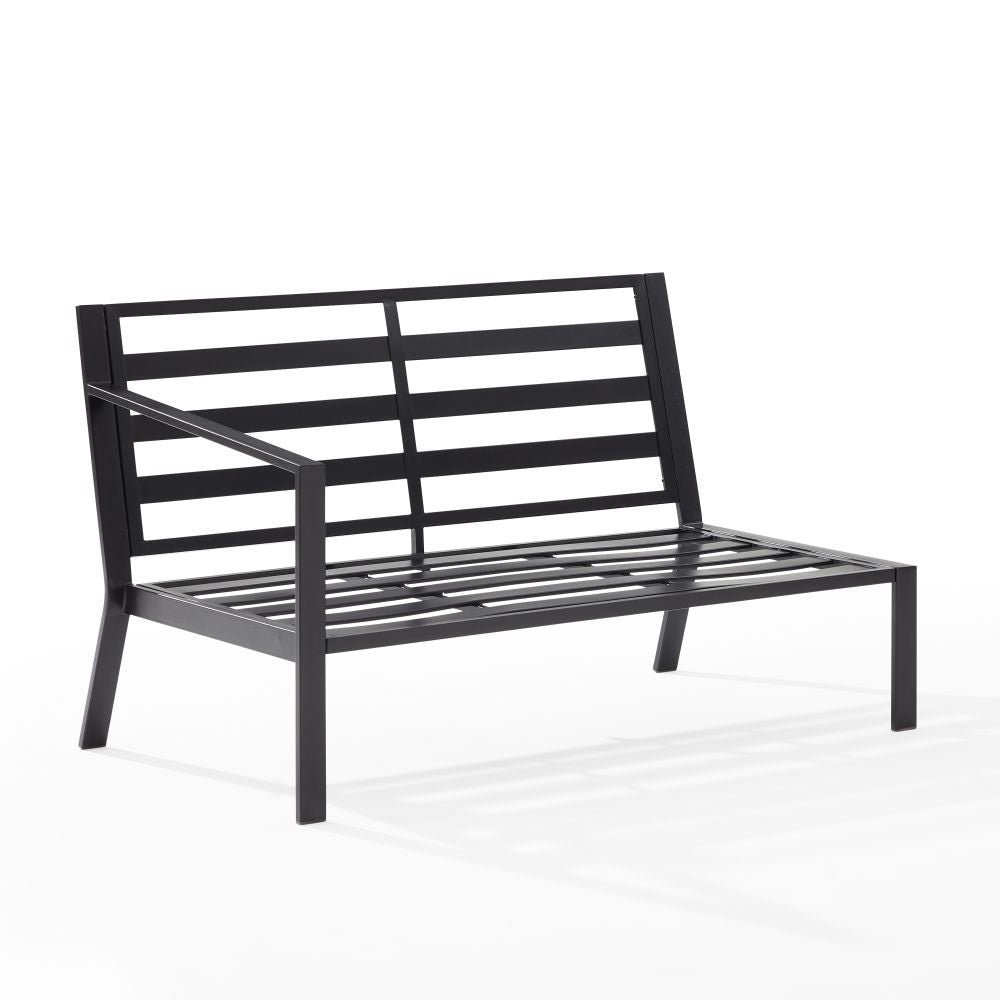 Crosley Furniture - Clark Outdoor Metal Sectional Left Side Loveseat Charcoal/Matte Black
