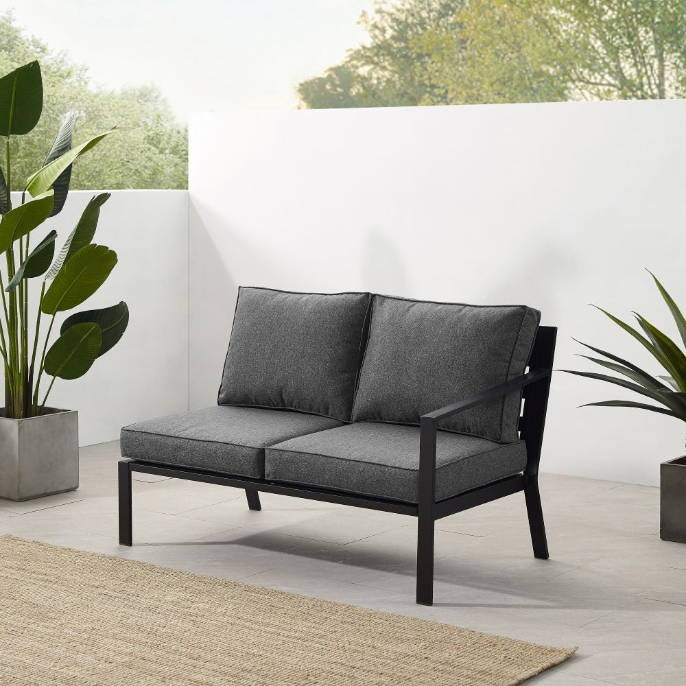Crosley Furniture - Clark Outdoor Metal Sectional Right Side Loveseat Charcoal/Matte Black