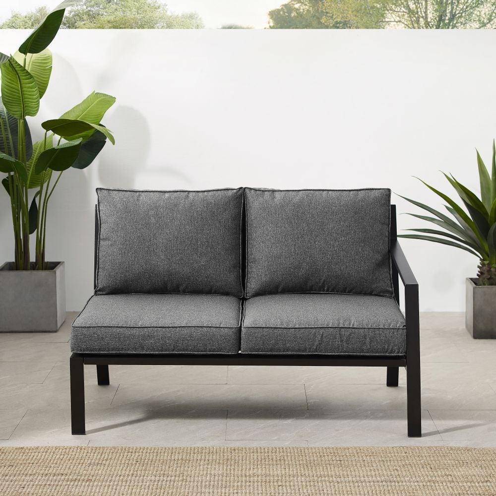 Crosley Furniture - Clark Outdoor Metal Sectional Right Side Loveseat Charcoal/Matte Black