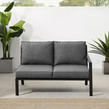 Crosley Furniture - Clark Outdoor Metal Sectional Right Side Loveseat Charcoal/Matte Black