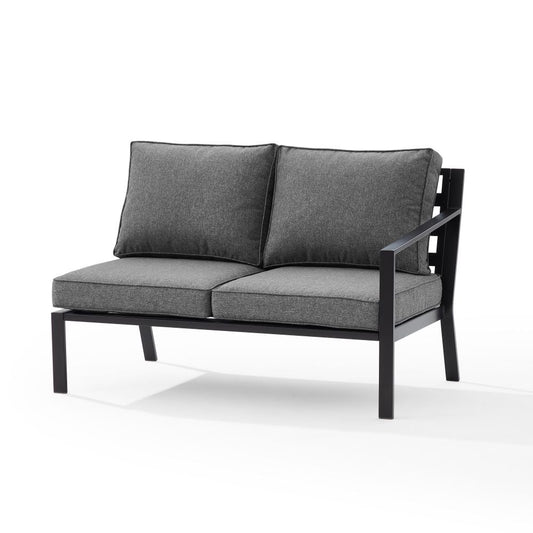Crosley Furniture - Clark Outdoor Metal Sectional Right Side Loveseat Charcoal/Matte Black