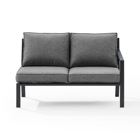 Crosley Furniture - Clark Outdoor Metal Sectional Right Side Loveseat Charcoal/Matte Black