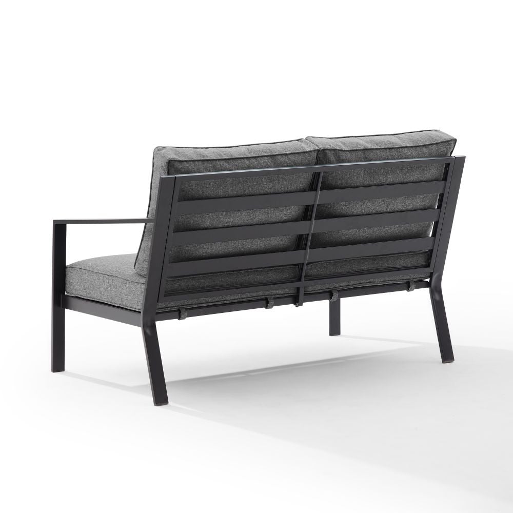 Crosley Furniture - Clark Outdoor Metal Sectional Right Side Loveseat Charcoal/Matte Black
