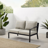 Crosley Furniture - Clark Outdoor Metal Sectional Right Side Loveseat Taupe/Matte Black