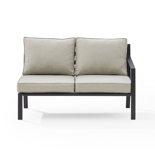 Crosley Furniture - Clark Outdoor Metal Sectional Right Side Loveseat Taupe/Matte Black