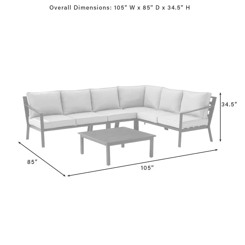 Crosley Furniture - Clark 5Pc Outdoor Metal Sectional Set Charcoal/Matte Black - Left Loveseat, Right Loveseat, Corner Chair, Center Chair & Coffee Table