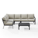 Crosley Furniture - Clark 5Pc Outdoor Metal Sectional Set Taupe/Matte Black - Left Loveseat, Right Loveseat, Corner Chair, Center Chair & Coffee Table