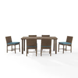 Crosley Furniture - Bradenton 7 Pc Outdoor Wicker Dining Set Navy/Weathered Brown - Dining Table & 6 Dining Chairs