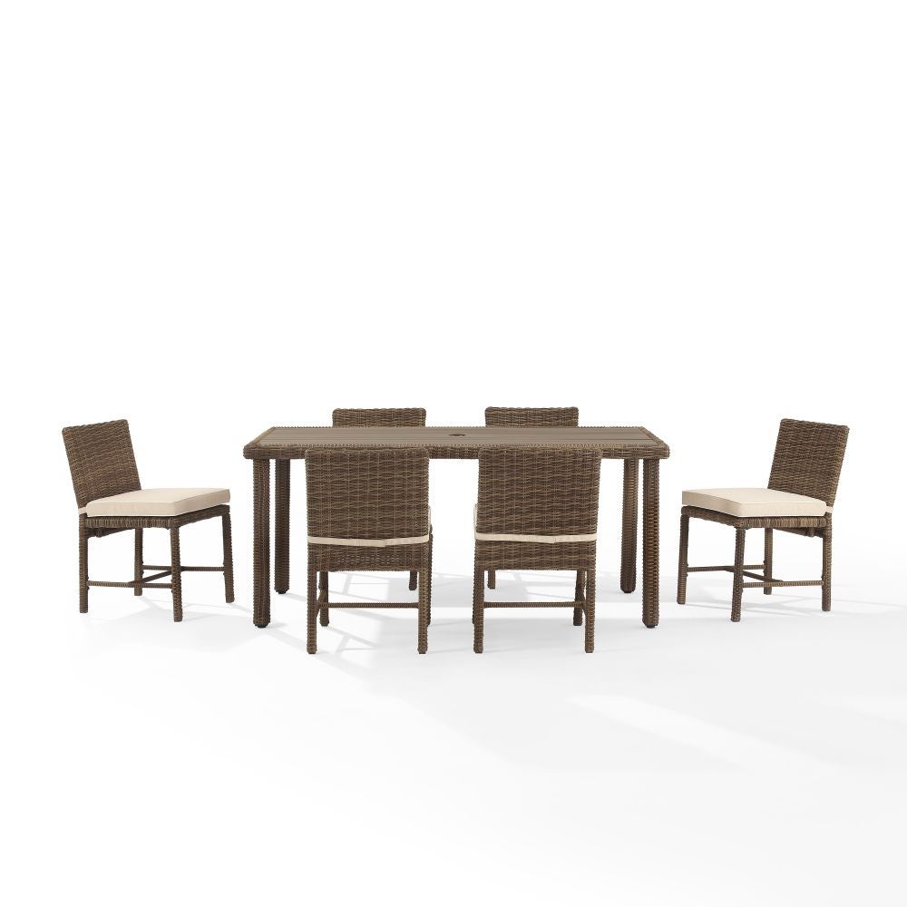 Crosley Furniture - Bradenton 7Pc Outdoor Wicker Dining Set Sand/Weathered Brown - Dining Table & 6 Dining Chairs