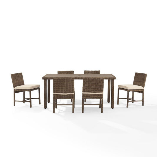 Crosley Furniture - Bradenton 7 Pc Outdoor Wicker Dining Set Sand/Weathered Brown - Dining Table & 6 Dining Chairs