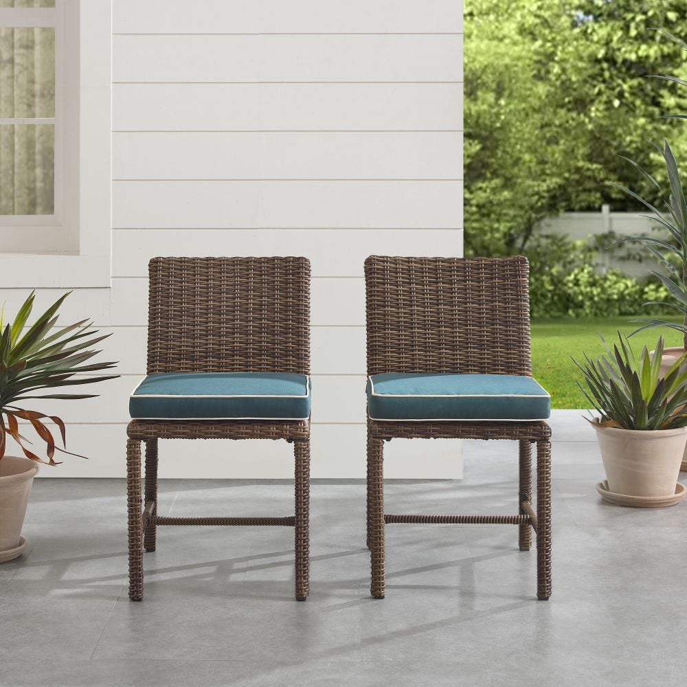 Crosley Furniture - Bradenton 2Pc Outdoor Wicker Dining Chair Set Navy/Weathered Brown - 2 Dining Chairs