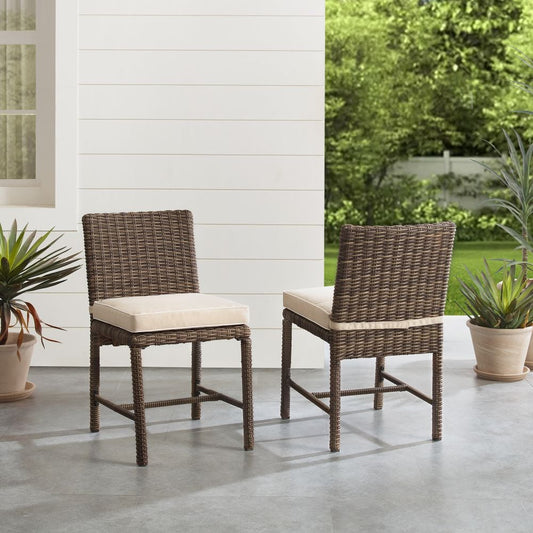 Crosley Furniture - Bradenton 2Pc Outdoor Wicker Dining Chair Set Sand/Weathered Brown - 2 Dining Chairs
