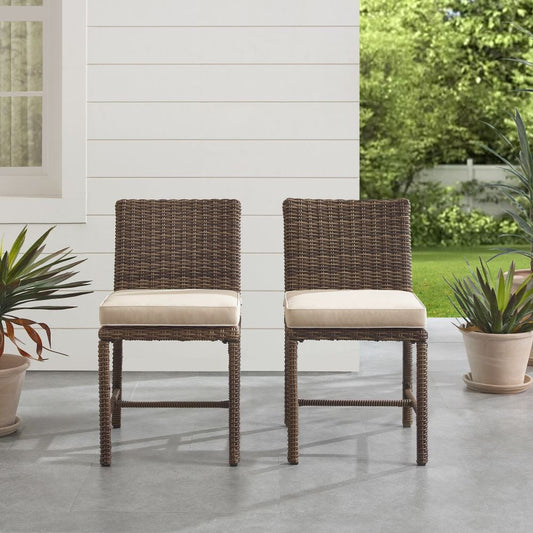 Crosley Furniture - Bradenton 2Pc Outdoor Wicker Dining Chair Set Sand/Weathered Brown - 2 Dining Chairs