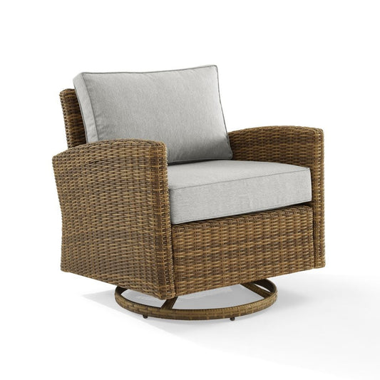 Crosley Furniture - Bradenton Outdoor Wicker Swivel Rocker Chair Gray/Weathered Brown