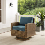 Crosley Furniture - Bradenton Outdoor Wicker Swivel Rocker Chair Navy/Weathered Brown