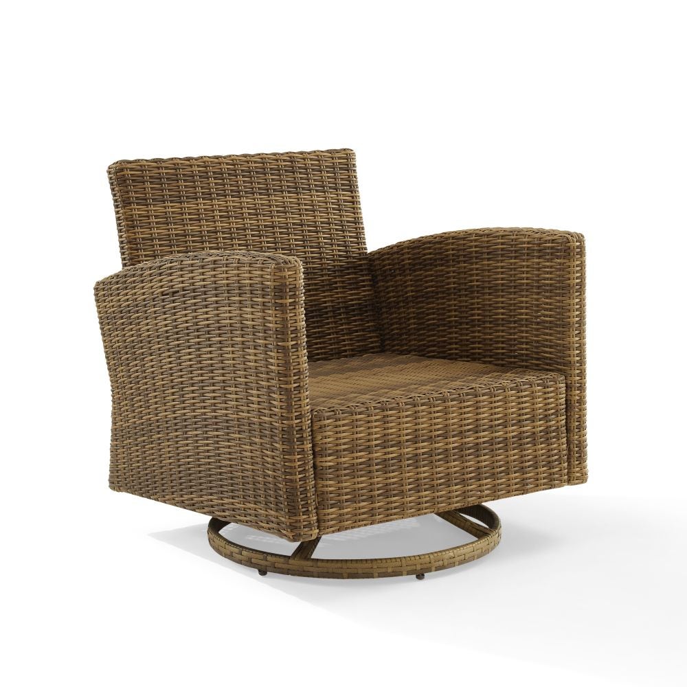 Crosley Furniture - Bradenton Outdoor Wicker Swivel Rocker Chair Sand/Weathered Brown