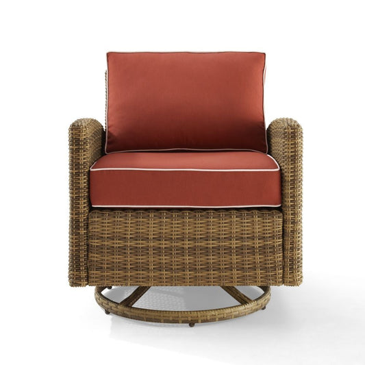 Crosley Furniture - Bradenton Outdoor Wicker Swivel Rocker Chair Sangria/Weathered Brown