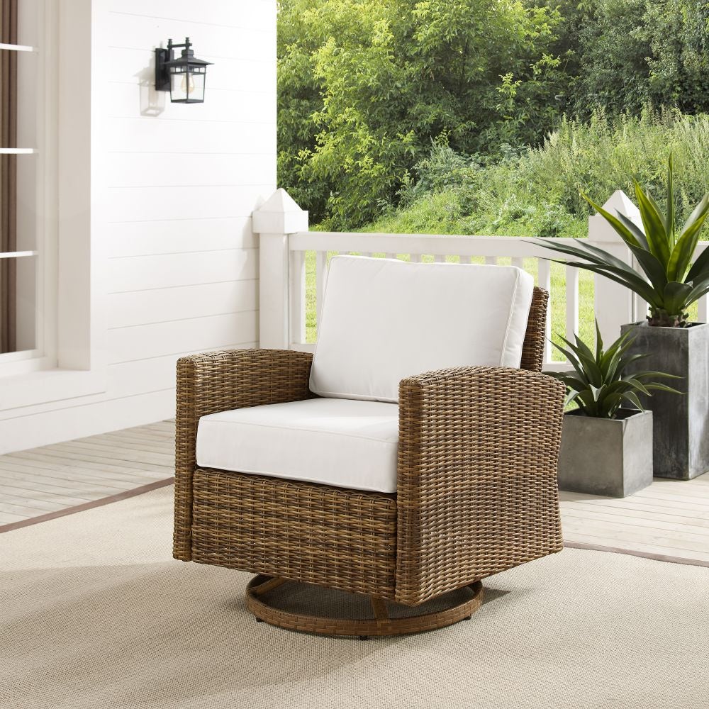 Crosley Furniture - Bradenton Swivel Rocker Chair - Sunbrella White/Weathered Brown