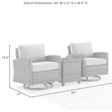 Crosley Furniture - Bradenton 3Pc Outdoor Wicker Swivel Rocker Chair Set Navy/Weathered Brown - Side Table & 2 Swivel Rockers