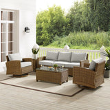 Crosley Furniture - Bradenton 5 Pc Swivel Rocker And Sofa Set Gray/Weathered Brown - Sofa, Coffee Table, Side Table, & 2 Swivel Rockers