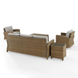 Crosley Furniture - Bradenton 5 Pc Swivel Rocker And Sofa Set Gray/Weathered Brown - Sofa, Coffee Table, Side Table, & 2 Swivel Rockers
