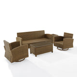 Crosley Furniture - Bradenton 5 Pc Swivel Rocker And Sofa Set Sand/Weathered Brown - Sofa, Coffee Table, Side Table, & 2 Swivel Rockers