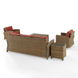 Crosley Furniture - Bradenton 5 Pc Swivel Rocker And Sofa Set Sangria/Weathered Brown - Sofa, Coffee Table, Side Table, & 2 Swivel Rockers