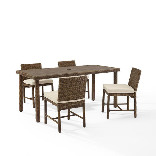 Crosley Furniture - Bradenton 5Pc Outdoor Wicker Dining Set Sand/Weathered Brown - Dining Table & 4 Dining Chairs