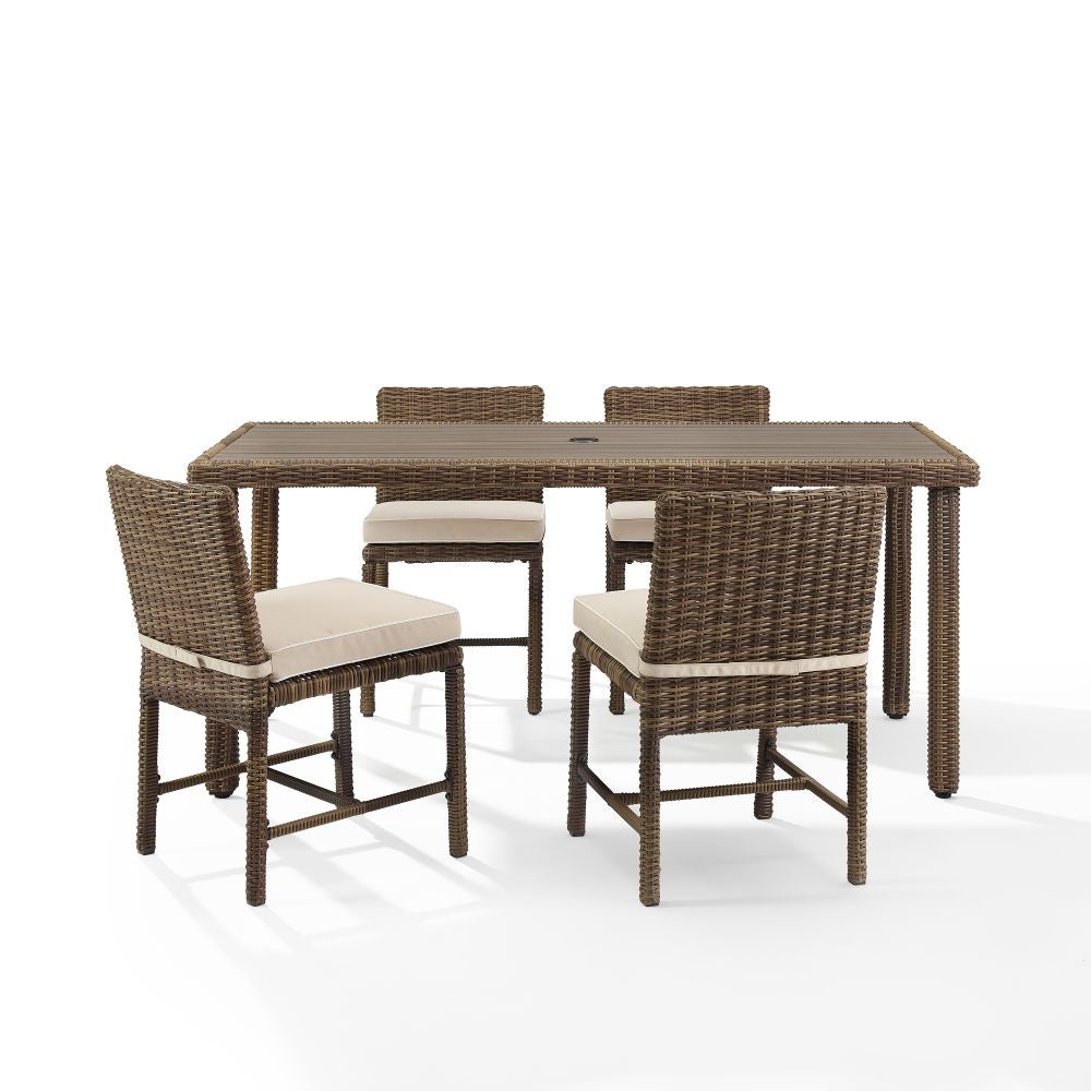 Crosley Furniture - Bradenton 5 Pc Outdoor Wicker Dining Set Sand/Weathered Brown - Dining Table & 4 Dining Chairs