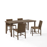 Crosley Furniture - Bradenton 5 Pc Outdoor Wicker Dining Set Sand/Weathered Brown - Dining Table & 4 Dining Chairs