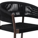 Armen Living Outdoor Dining Chair Armen Living | Doris Indoor Outdoor Dining Chair in Dark Eucalyptus Wood with Black Rope - Set of 2 | LCDOSIBLK