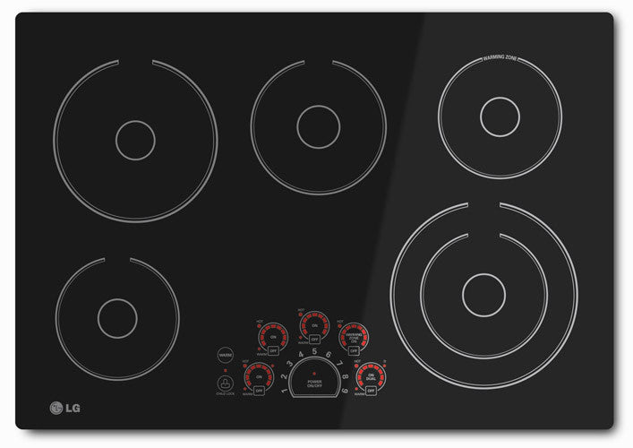 LG - 30 in. Radiant Smooth Surface Electric Cooktop in Black with 5 Elements and SmoothTouch Controls - LCE3010SB