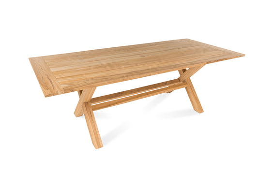 CO9 Design - Lakewood 72" or 90" Natural Teak Dining Table with Trestle Base and Umbrella Hole