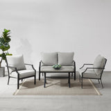 Crosley Furniture - Otto 4Pc Outdoor Metal Conversation Set Gray/Matte Black - Loveseat, Coffee Table, & 2 Armchairs