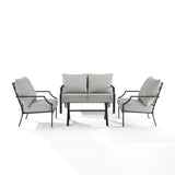 Crosley Furniture - Otto 4Pc Outdoor Metal Conversation Set Gray/Matte Black - Loveseat, Coffee Table, & 2 Armchairs