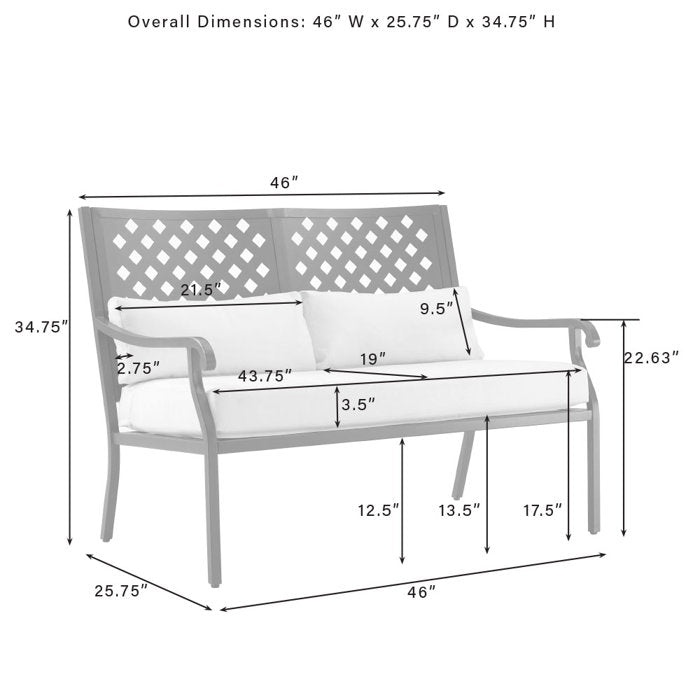 Crosley Furniture - Alistair 4Pc Outdoor Metal Conversation Set Creme/Matte Black - Loveseat, Coffee Table, & 2 Armchairs