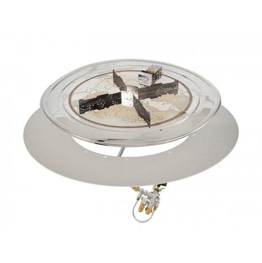 Outdoor Greatroom - 48" Round Crystal Fire Plus Gas Burner Insert and Plate Kit with Direct Spark Ignition (LP) - BP48RDDSILP-A